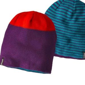 NEW / Patagonia / Glade Beanie / Blocked Stripe: Purple / Reversible
